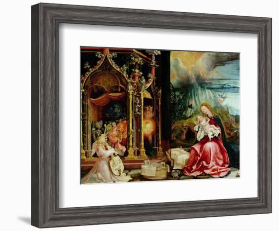 The Isenheim Altarpiece, Central Panel: Concert of Angels and Nativity, 1506-1515-Matthias Grünewald-Framed Giclee Print