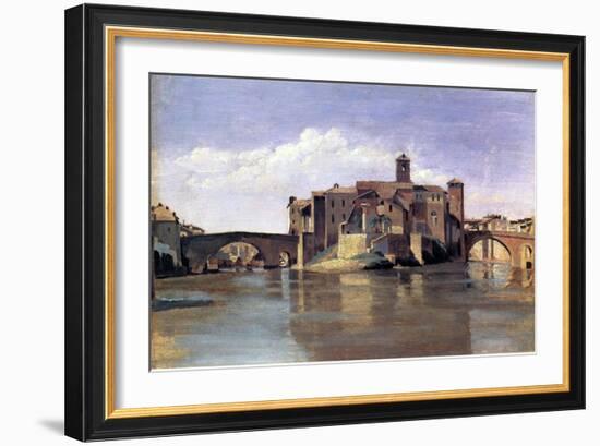 The Island of San Bartolomeo, 1826-28-Jean-Baptiste-Camille Corot-Framed Giclee Print