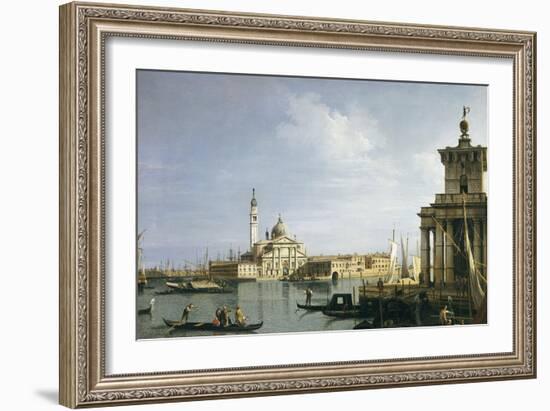 The Island of San Giorgio Maggiore, Venice with the Punta Della Dogana and Numerous Vessels-Canaletto-Framed Giclee Print