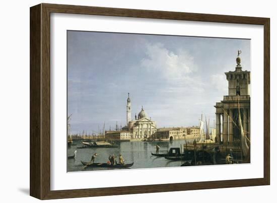 The Island of San Giorgio Maggiore, Venice with the Punta Della Dogana and Numerous Vessels-Canaletto-Framed Giclee Print