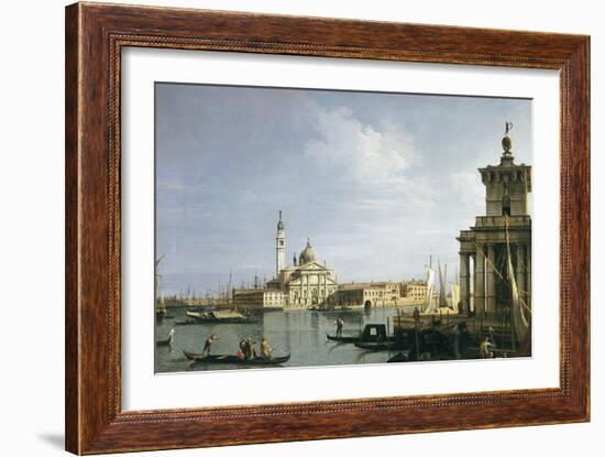 The Island of San Giorgio Maggiore, Venice with the Punta Della Dogana and Numerous Vessels-Canaletto-Framed Giclee Print