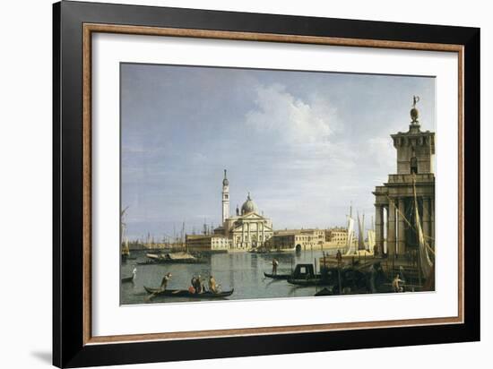 The Island of San Giorgio Maggiore, Venice with the Punta Della Dogana and Numerous Vessels-Canaletto-Framed Giclee Print