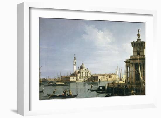 The Island of San Giorgio Maggiore, Venice with the Punta Della Dogana and Numerous Vessels-Canaletto-Framed Giclee Print