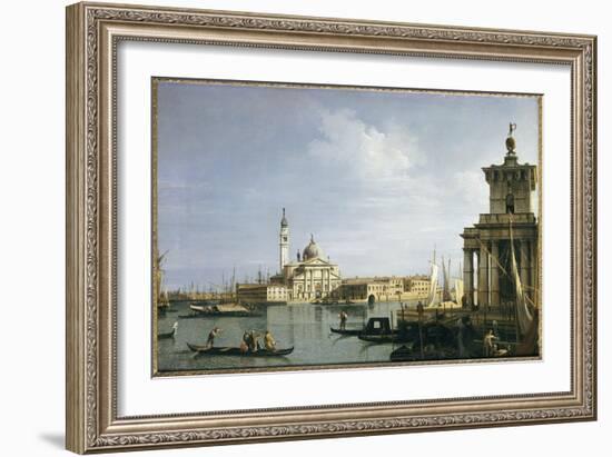 The Island of San Giorgio Maggiore, Venice, with the Punta Della Dogana and Numerous Vessels-Canaletto-Framed Giclee Print