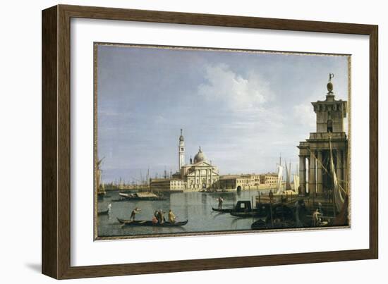 The Island of San Giorgio Maggiore, Venice, with the Punta Della Dogana and Numerous Vessels-Canaletto-Framed Giclee Print