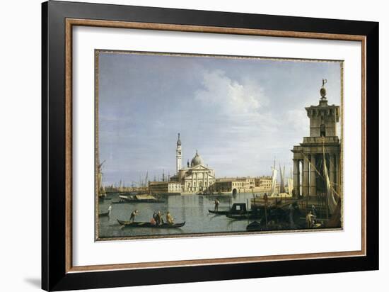 The Island of San Giorgio Maggiore, Venice, with the Punta Della Dogana and Numerous Vessels-Canaletto-Framed Giclee Print