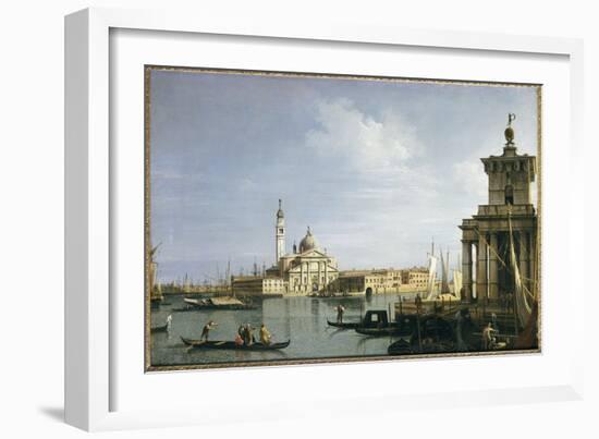 The Island of San Giorgio Maggiore, Venice, with the Punta Della Dogana and Numerous Vessels-Canaletto-Framed Giclee Print