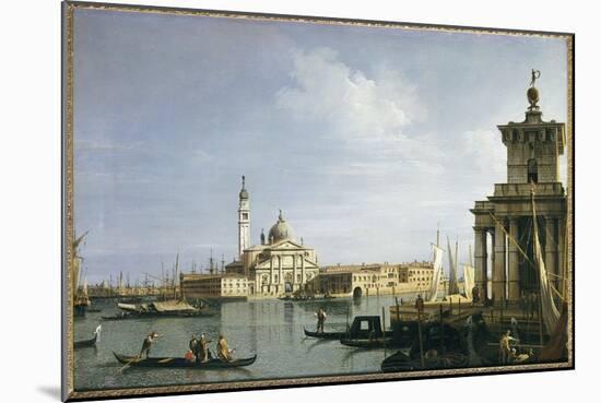 The Island of San Giorgio Maggiore, Venice, with the Punta Della Dogana and Numerous Vessels-Canaletto-Mounted Giclee Print