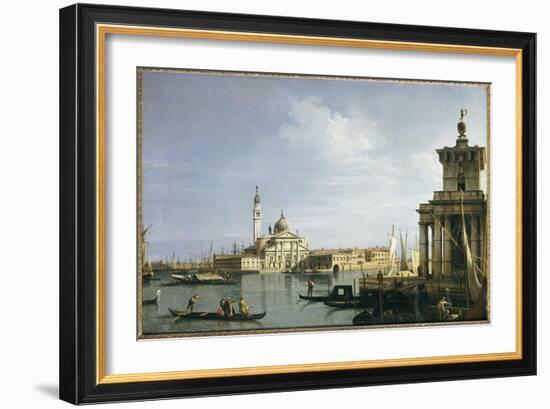 The Island of San Giorgio Maggiore, Venice, with the Punta Della Dogana and Numerous Vessels-Canaletto-Framed Giclee Print