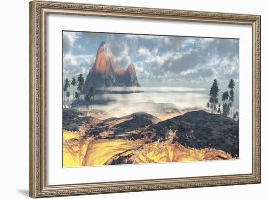 The Island on Hawaii Is Engulfed by Layers of Red Hot Lava by an Active Volcano-Stocktrek Images-Framed Art Print