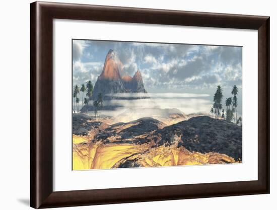 The Island on Hawaii Is Engulfed by Layers of Red Hot Lava by an Active Volcano-Stocktrek Images-Framed Art Print