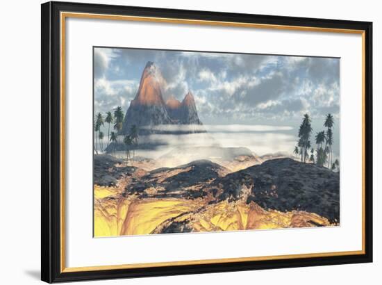 The Island on Hawaii Is Engulfed by Layers of Red Hot Lava by an Active Volcano-Stocktrek Images-Framed Art Print