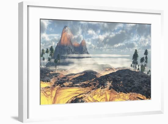 The Island on Hawaii Is Engulfed by Layers of Red Hot Lava by an Active Volcano-Stocktrek Images-Framed Art Print