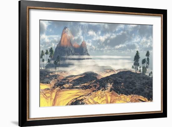 The Island on Hawaii Is Engulfed by Layers of Red Hot Lava by an Active Volcano-Stocktrek Images-Framed Art Print