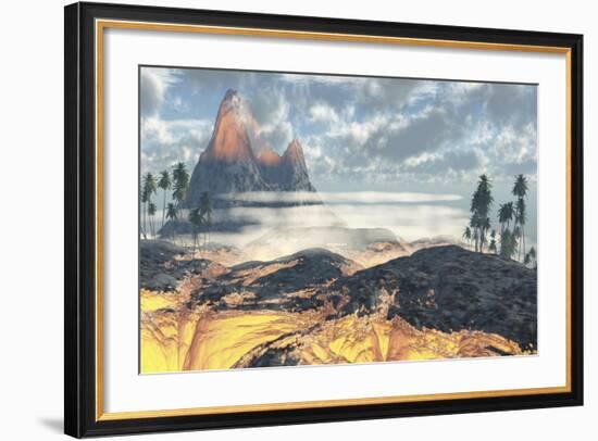 The Island on Hawaii Is Engulfed by Layers of Red Hot Lava by an Active Volcano-Stocktrek Images-Framed Art Print