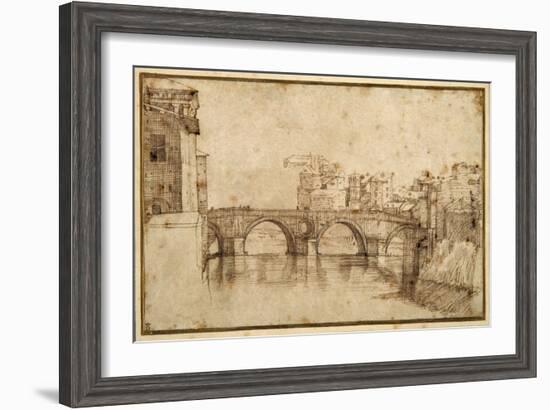 The Isola Tiberiana, Rome-Agostino Carracci-Framed Giclee Print