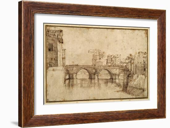 The Isola Tiberiana, Rome-Agostino Carracci-Framed Giclee Print