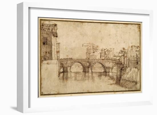 The Isola Tiberiana, Rome-Agostino Carracci-Framed Giclee Print