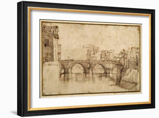 The Isola Tiberiana, Rome-Agostino Carracci-Framed Giclee Print