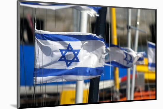 The Israeli Flag Fly's in the Breeze at the Harbor in Jaffa, Israel-David Noyes-Mounted Photographic Print