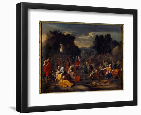 The Israelites Collecting Manna (Manna) in the Desert, 17Th Century (Oil on Canvas)-Nicolas Poussin-Framed Giclee Print