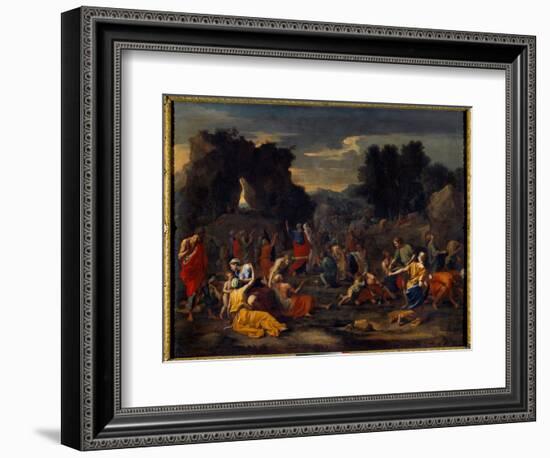 The Israelites Collecting Manna (Manna) in the Desert, 17Th Century (Oil on Canvas)-Nicolas Poussin-Framed Giclee Print