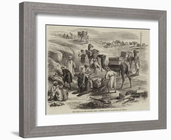 The Isthmus of Suez Maritime Canal, Workmen Loading Dromedaries-null-Framed Giclee Print