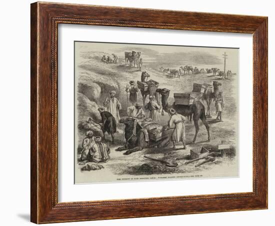 The Isthmus of Suez Maritime Canal, Workmen Loading Dromedaries-null-Framed Giclee Print