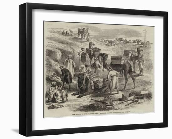 The Isthmus of Suez Maritime Canal, Workmen Loading Dromedaries-null-Framed Giclee Print