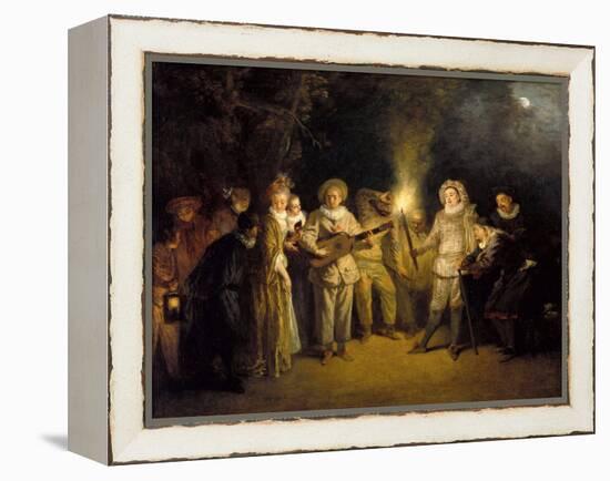 The Italian Comedy - Peinture De Jean Antoine (Jean-Antoine) Watteau(1684-1721), after 1716 - Oil O-Jean Antoine Watteau-Framed Premier Image Canvas