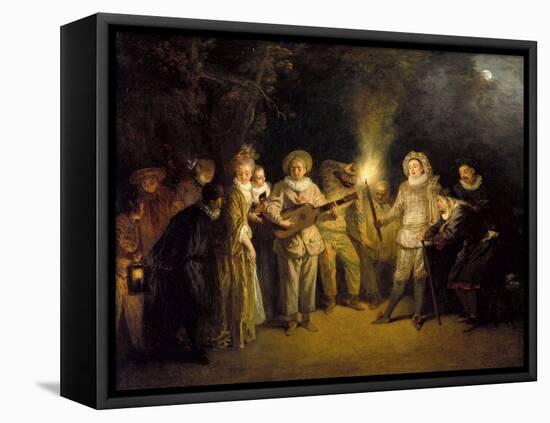 The Italian Comedy - Peinture De Jean Antoine (Jean-Antoine) Watteau(1684-1721), after 1716 - Oil O-Jean Antoine Watteau-Framed Premier Image Canvas