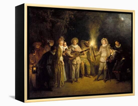 The Italian Comedy - Peinture De Jean Antoine (Jean-Antoine) Watteau(1684-1721), after 1716 - Oil O-Jean Antoine Watteau-Framed Premier Image Canvas