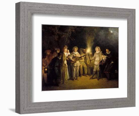 The Italian Comedy - Peinture De Jean Antoine (Jean-Antoine) Watteau(1684-1721), after 1716 - Oil O-Jean Antoine Watteau-Framed Giclee Print