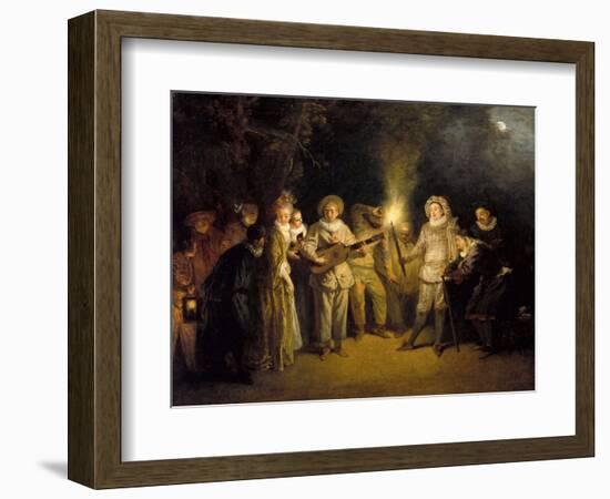 The Italian Comedy - Peinture De Jean Antoine (Jean-Antoine) Watteau(1684-1721), after 1716 - Oil O-Jean Antoine Watteau-Framed Giclee Print