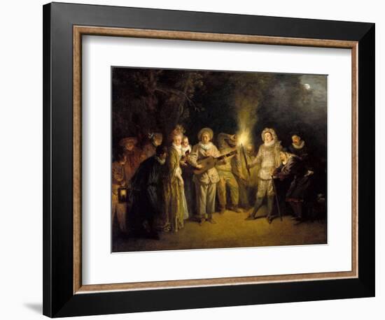 The Italian Comedy - Peinture De Jean Antoine (Jean-Antoine) Watteau(1684-1721), after 1716 - Oil O-Jean Antoine Watteau-Framed Giclee Print