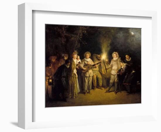 The Italian Comedy - Peinture De Jean Antoine (Jean-Antoine) Watteau(1684-1721), after 1716 - Oil O-Jean Antoine Watteau-Framed Giclee Print