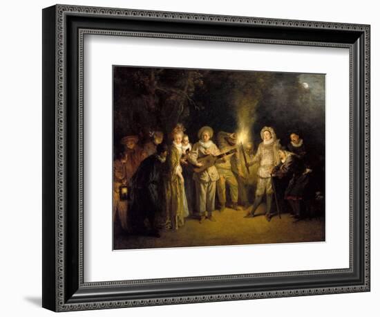 The Italian Comedy - Peinture De Jean Antoine (Jean-Antoine) Watteau(1684-1721), after 1716 - Oil O-Jean Antoine Watteau-Framed Giclee Print