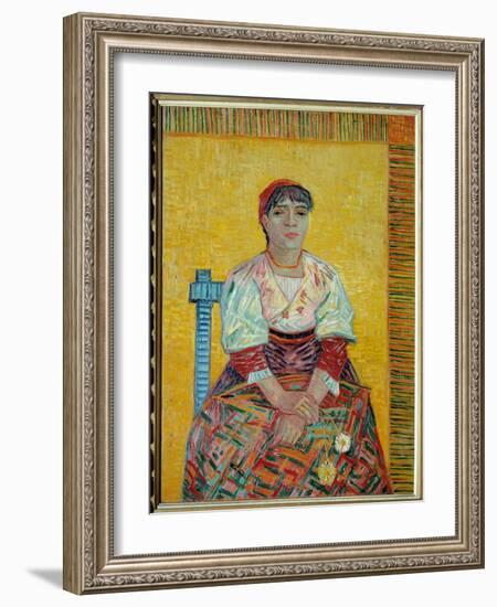 The Italian or Portrait of Agostina Segatori, Patron of a Parisian Cabaret Painting by Vincent Van-Vincent van Gogh-Framed Giclee Print