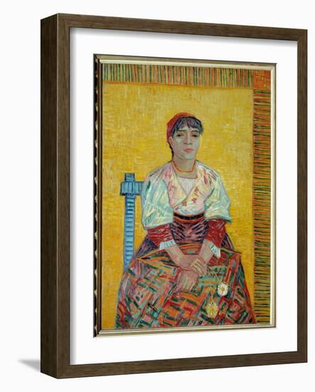 The Italian or Portrait of Agostina Segatori, Patron of a Parisian Cabaret Painting by Vincent Van-Vincent van Gogh-Framed Giclee Print