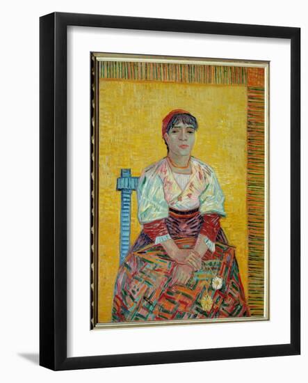 The Italian or Portrait of Agostina Segatori, Patron of a Parisian Cabaret Painting by Vincent Van-Vincent van Gogh-Framed Giclee Print