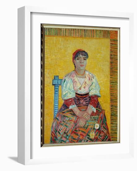 The Italian or Portrait of Agostina Segatori, Patron of a Parisian Cabaret Painting by Vincent Van-Vincent van Gogh-Framed Giclee Print