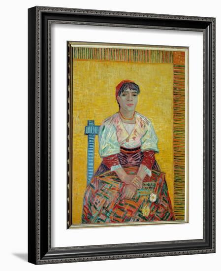 The Italian or Portrait of Agostina Segatori, Patron of a Parisian Cabaret Painting by Vincent Van-Vincent van Gogh-Framed Giclee Print