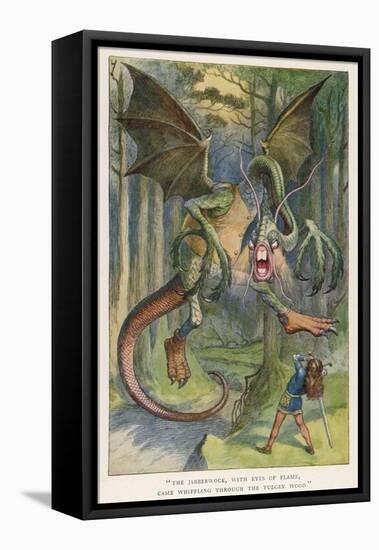 The Jabberwock with Eye of Flame Came Whiffling Through the Tulgey Wood-John Tenniel-Framed Premier Image Canvas