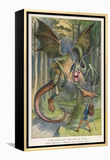 The Jabberwock with Eye of Flame Came Whiffling Through the Tulgey Wood-John Tenniel-Framed Premier Image Canvas