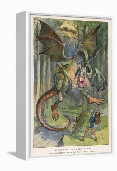 The Jabberwock with Eye of Flame Came Whiffling Through the Tulgey Wood-John Tenniel-Framed Premier Image Canvas