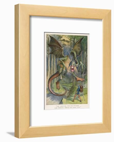 The Jabberwock with Eye of Flame Came Whiffling Through the Tulgey Wood-John Tenniel-Framed Photographic Print