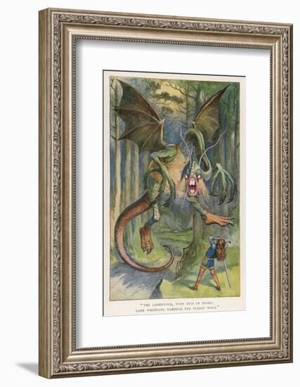 The Jabberwock with Eye of Flame Came Whiffling Through the Tulgey Wood-John Tenniel-Framed Photographic Print