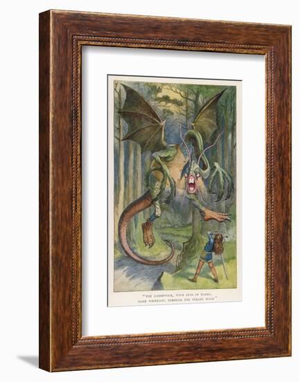 The Jabberwock with Eye of Flame Came Whiffling Through the Tulgey Wood-John Tenniel-Framed Photographic Print