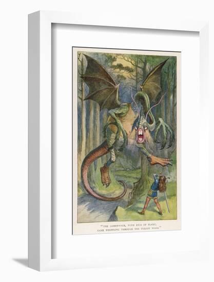 The Jabberwock with Eye of Flame Came Whiffling Through the Tulgey Wood-John Tenniel-Framed Photographic Print