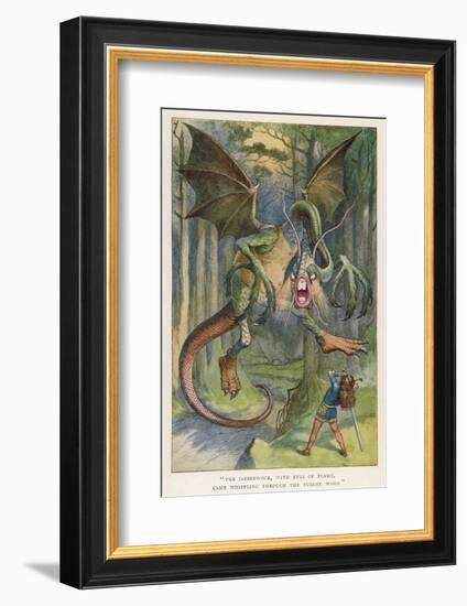 The Jabberwock with Eye of Flame Came Whiffling Through the Tulgey Wood-John Tenniel-Framed Photographic Print